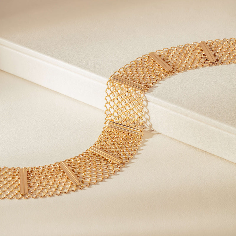 Vintage 8ct Yellow Gold Mesh Choker Necklace - Necklace - Walker & Hall