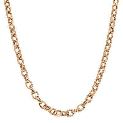 Deja Vu 9ct Rose Gold Hollow Belcher Link Necklace - Necklace - Walker & Hall