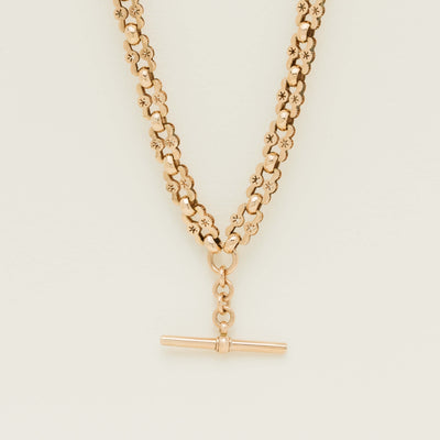 Vintage 9ct Rose Gold Fancy Link Fob Necklace 48cm