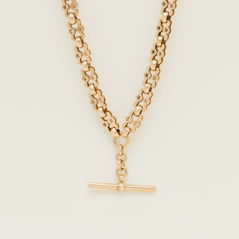 Vintage 9ct Rose Gold Fancy Link Fob Necklace 48cm