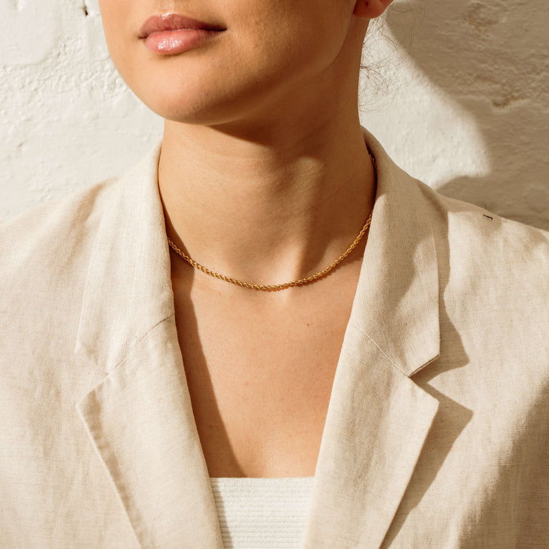 Deja Vu 9ct Yellow Gold Hollow Rope Necklace