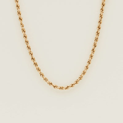 Deja Vu 9ct Rose Gold Hollow Rope Link Necklace 36cm - Necklace - Walker & Hall