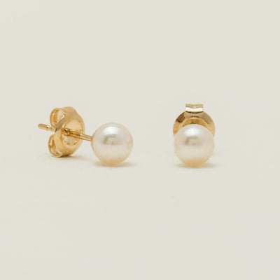 9ct Yellow Gold Akoya Pearl Studs - 6mm - Earrings - Walker & Hall