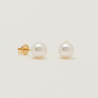 9ct Yellow Gold Akoya Pearl Studs - 8mm - Earrings - Walker & Hall
