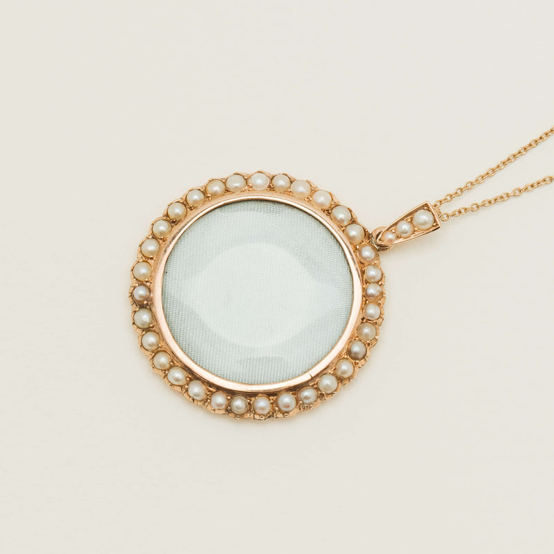 Vintage 10ct Yellow Gold Seed Pearl Locket - Necklace - Walker & Hall