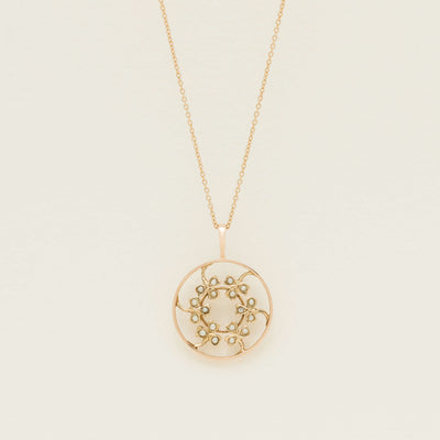 Vintage 9ct Rose Gold Seed Pearl Shamrock Pendant - Necklace - Walker & Hall