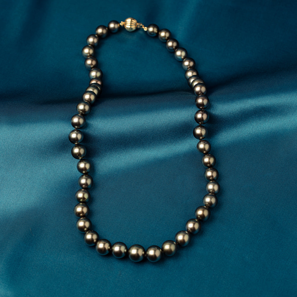 18ct Yellow Gold Tahitian Black Pearl Strand - Necklace - Walker & Hall