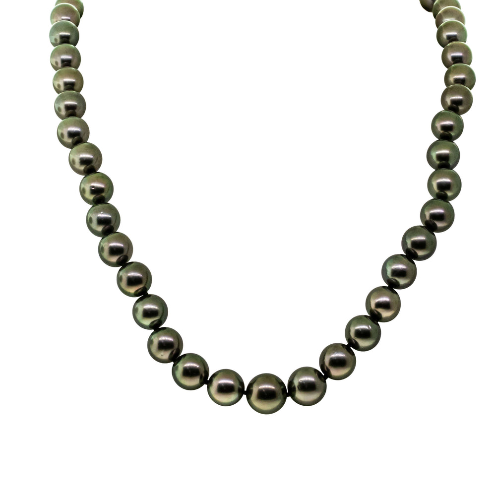 18ct White Gold Tahitian Black Pearl Strand