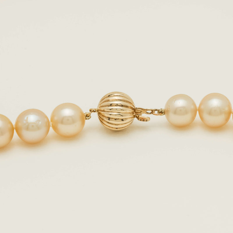 9ct Yellow Gold 9-13mm Golden Pearl Strand 43cm - Necklace - Walker & Hall