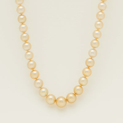 9ct Yellow Gold 9-13mm Golden Pearl Strand 43cm - Necklace - Walker & Hall