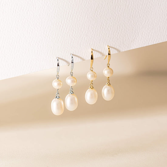 Sterling Silver and 9ct Yellow Gold Rosie Pearl Earrings