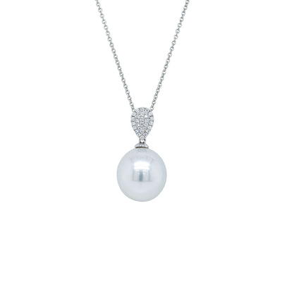 18ct White Gold 13.8mm South Sea Pearl & Diamond Aegean Pendant