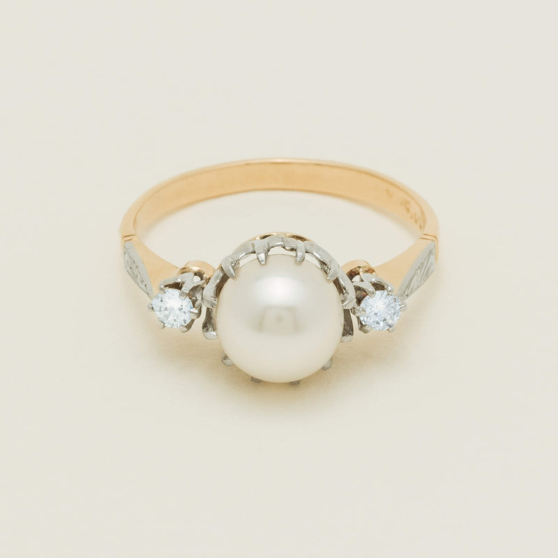 Deja Vu 18ct Yellow Gold & Platinum Pearl and Diamond Ring - Ring - Walker & Hall
