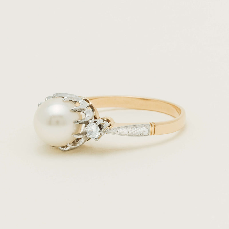 Deja Vu 18ct Yellow Gold & Platinum Pearl and Diamond Ring - Ring - Walker & Hall