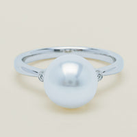18ct White Gold South Sea 10mm Pearl Diamond Ring - Ring - Walker & Hall