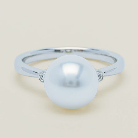 18ct White Gold South Sea 10mm Pearl Diamond Ring - Ring - Walker & Hall