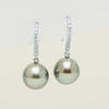 18ct White Gold 9-10mm Black Pearl & Diamond Drop Earrings - Earrings - Walker & Hall
