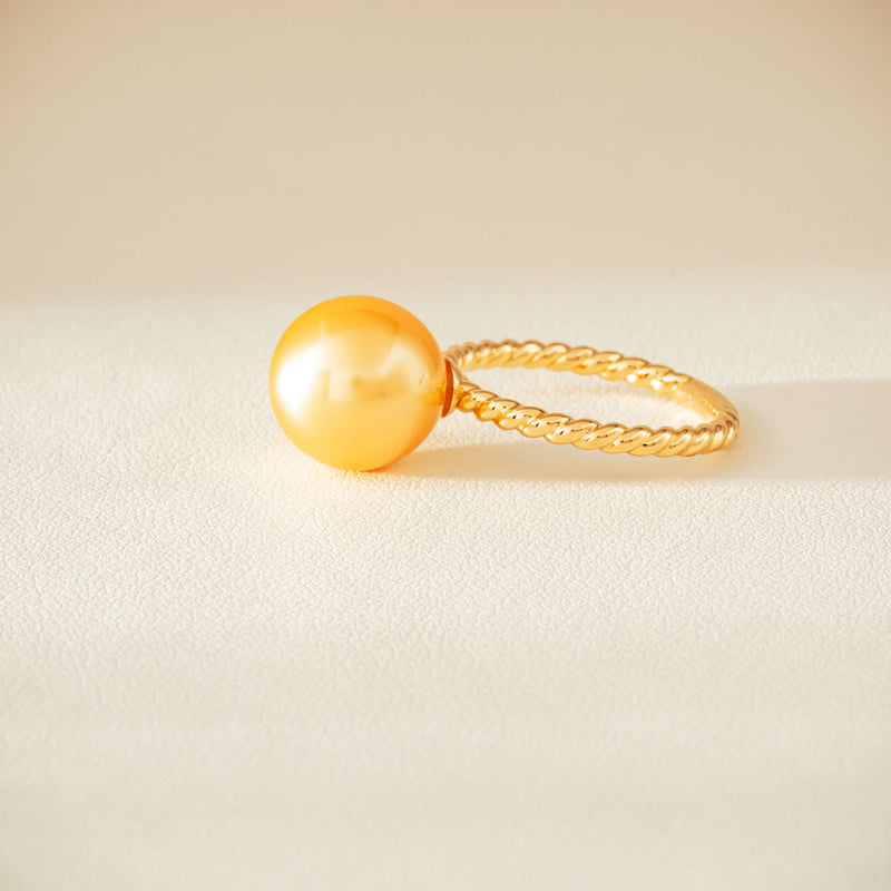 18ct Yellow Gold 10mm Golden Pearl Twine Ring - Ring - Walker & Hall