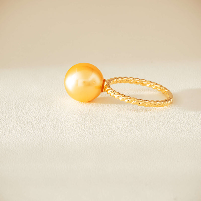 18ct Yellow Gold 10mm Golden Pearl Twine Ring - Ring - Walker & Hall