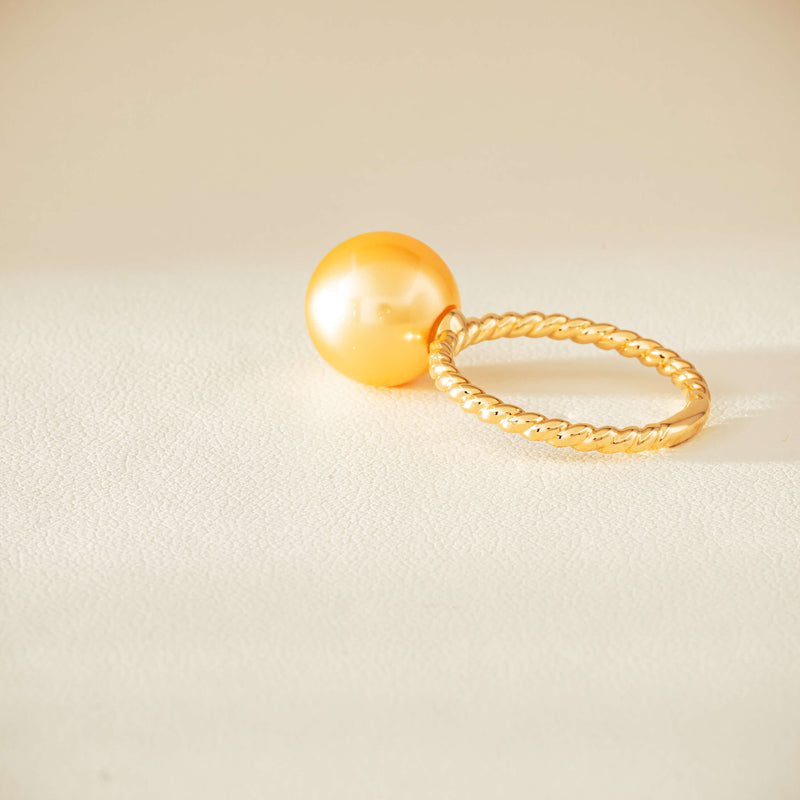 18ct Yellow Gold 10mm Golden Pearl Twine Ring - Ring - Walker & Hall