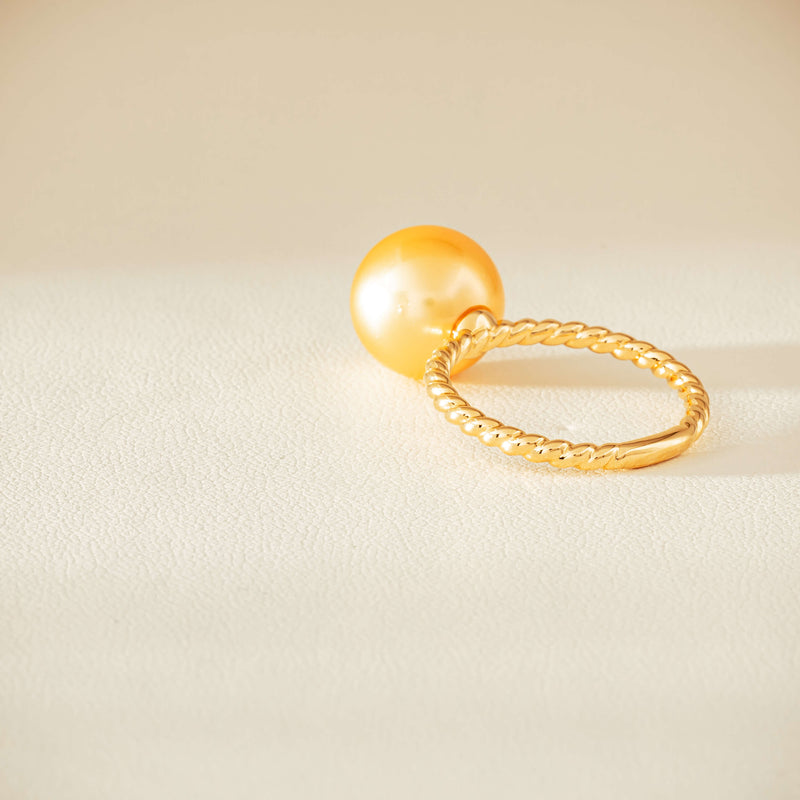 18ct Yellow Gold 10mm Golden Pearl Twine Ring - Ring - Walker & Hall