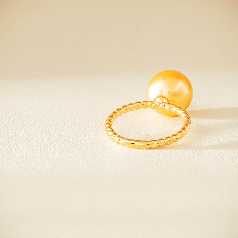 18ct Yellow Gold 10mm Golden Pearl Twine Ring - Ring - Walker & Hall