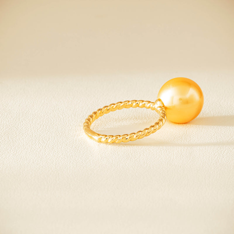 18ct Yellow Gold 10mm Golden Pearl Twine Ring - Ring - Walker & Hall