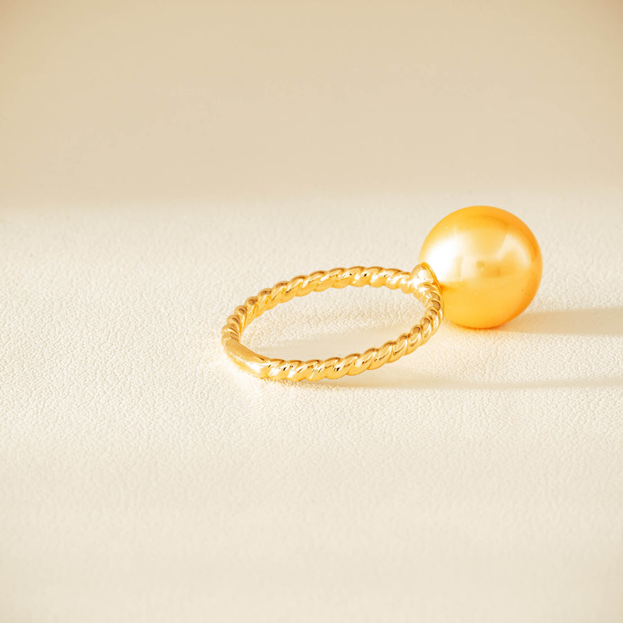 18ct Yellow Gold 10mm Golden Pearl Twine Ring - Ring - Walker & Hall