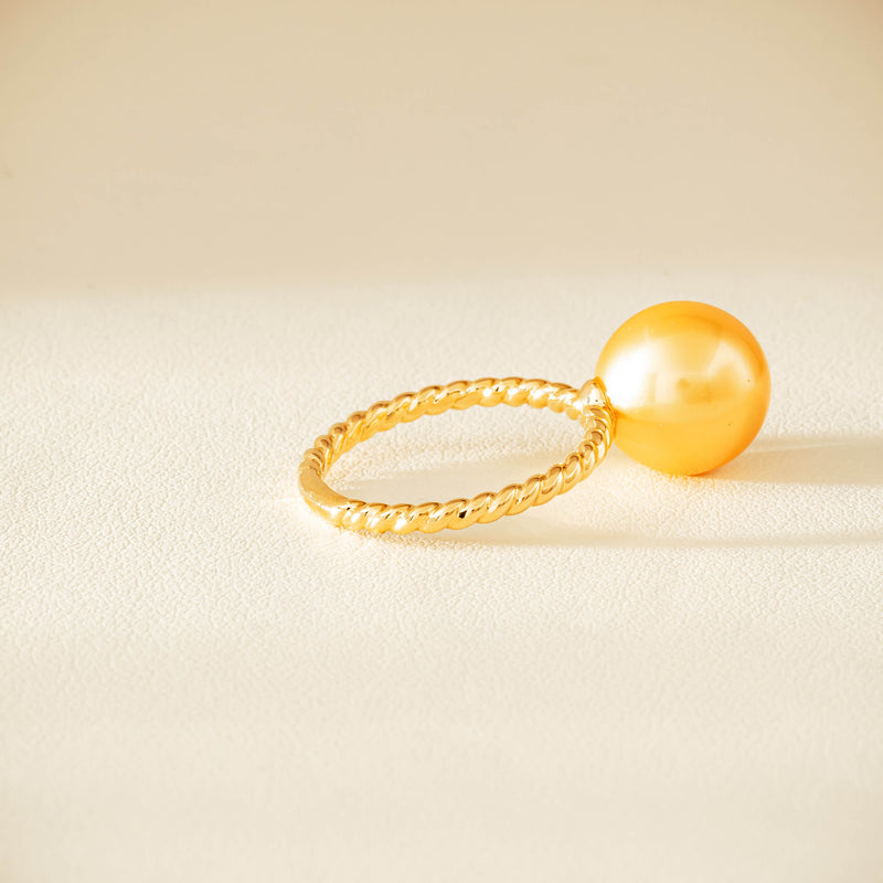 18ct Yellow Gold 10mm Golden Pearl Twine Ring - Ring - Walker & Hall