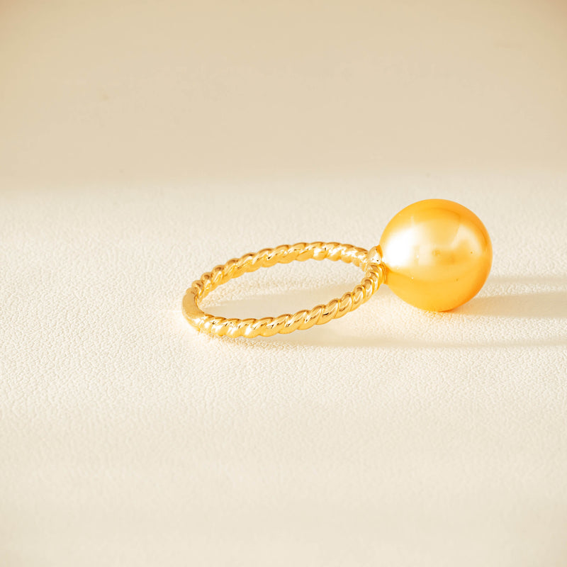 18ct Yellow Gold 10mm Golden Pearl Twine Ring - Ring - Walker & Hall