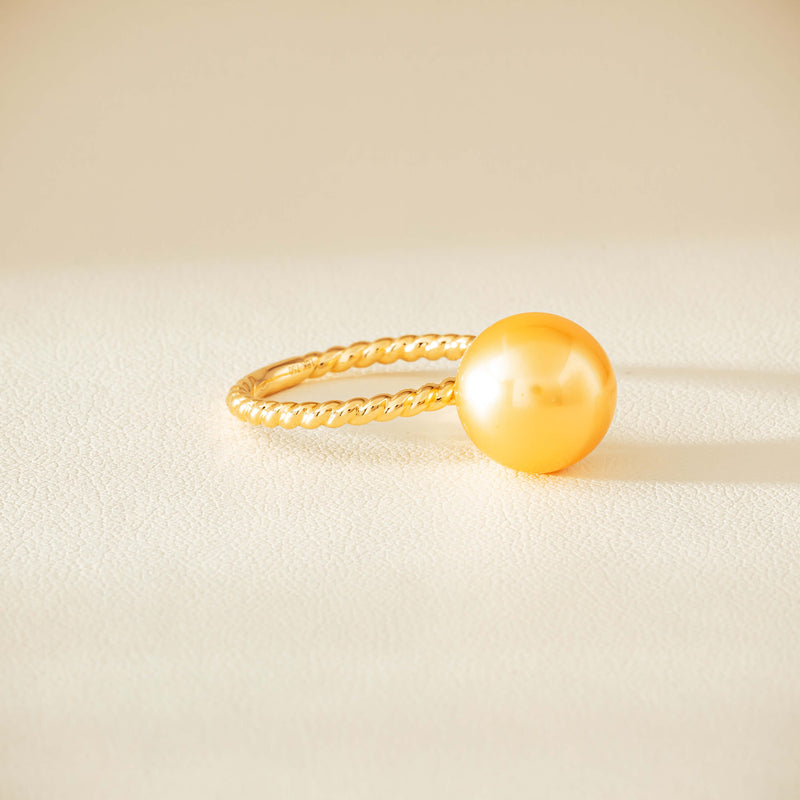 18ct Yellow Gold 10mm Golden Pearl Twine Ring - Ring - Walker & Hall
