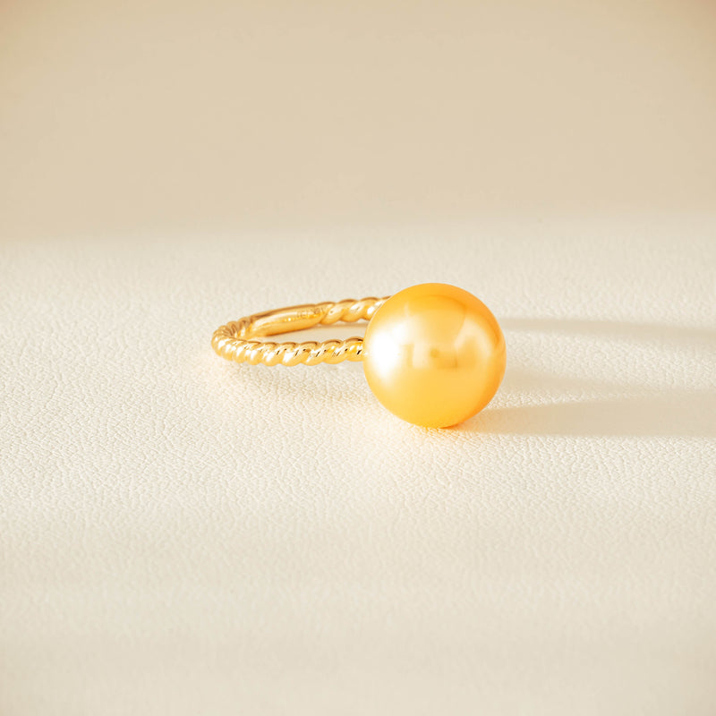 18ct Yellow Gold 10mm Golden Pearl Twine Ring - Ring - Walker & Hall