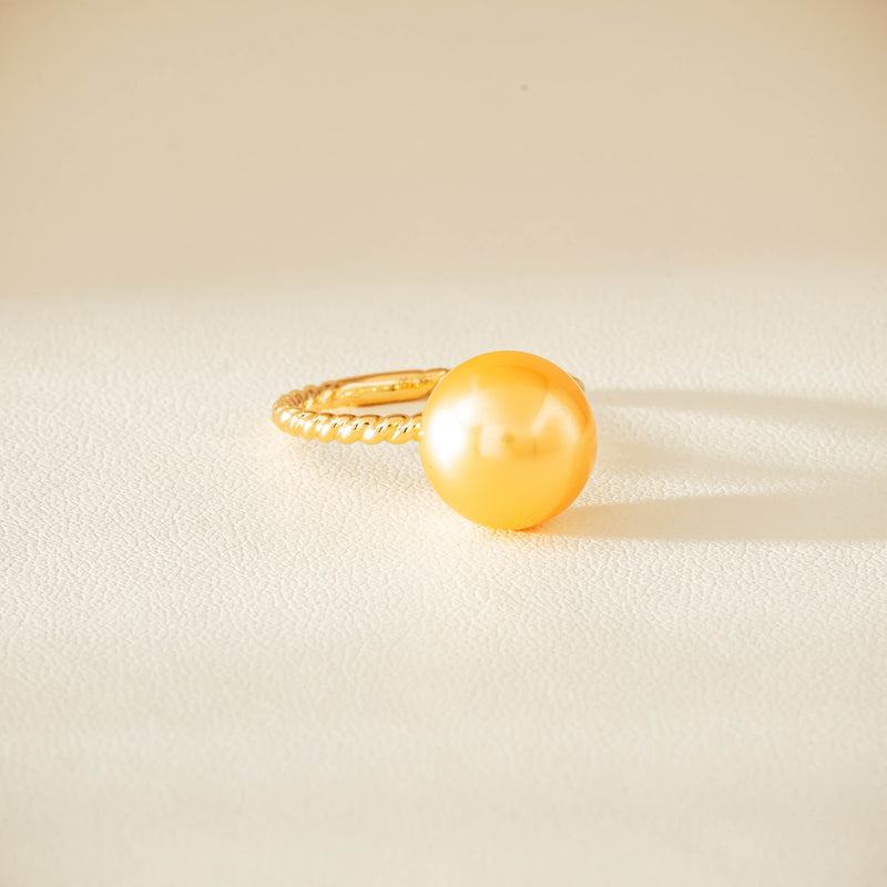 18ct Yellow Gold 10mm Golden Pearl Twine Ring - Ring - Walker & Hall