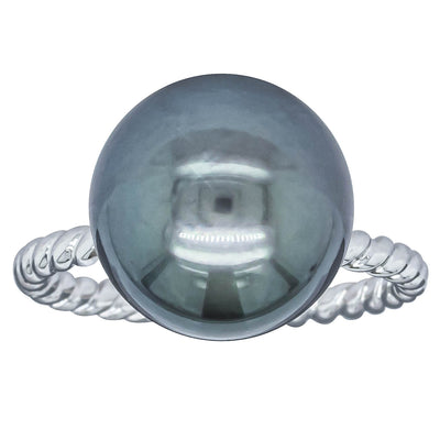 18ct White Gold 12mm Black Pearl Twine Ring - Ring - Walker & Hall