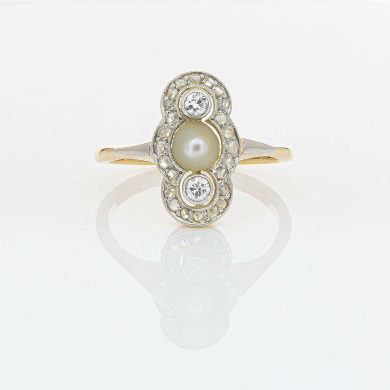 Vintage 14ct Yellow Gold Pearl & Diamond Ring - Ring - Walker & Hall