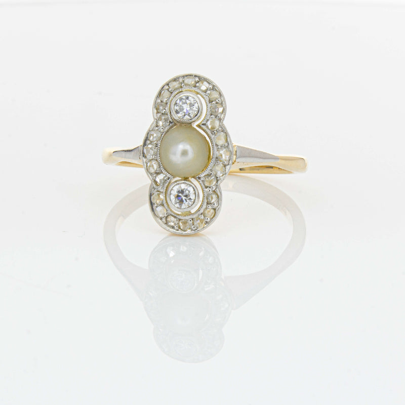 Vintage 14ct Yellow Gold Pearl & Diamond Ring - Ring - Walker & Hall