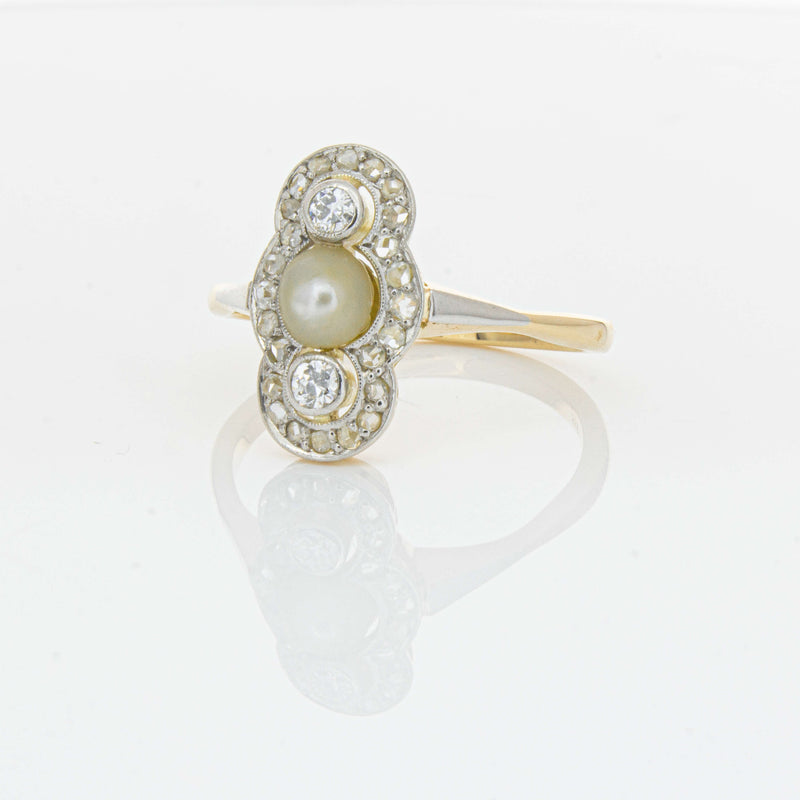 Vintage 14ct Yellow Gold Pearl & Diamond Ring - Ring - Walker & Hall