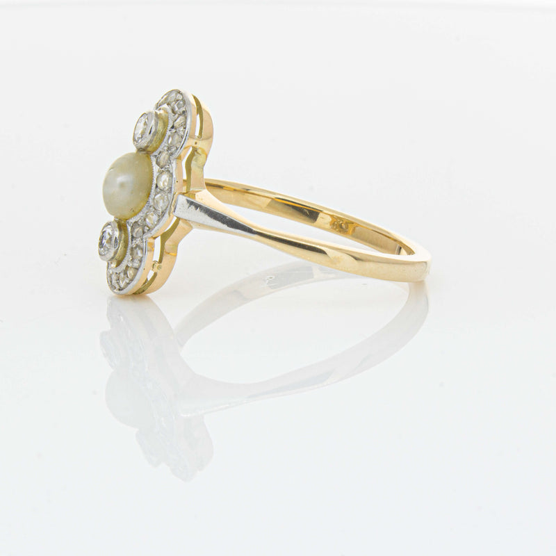 Vintage 14ct Yellow Gold Pearl & Diamond Ring - Ring - Walker & Hall