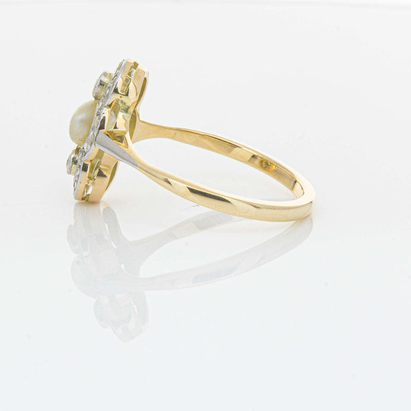 Vintage 14ct Yellow Gold Pearl & Diamond Ring - Ring - Walker & Hall