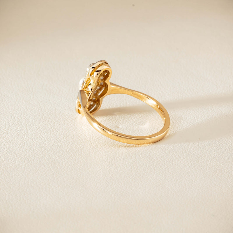 Vintage 14ct Yellow Gold Pearl & Diamond Art Deco Ring - Ring - Walker & Hall