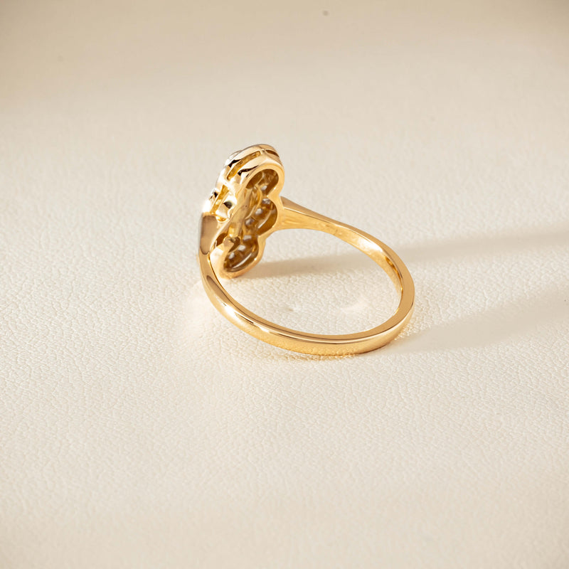 Vintage 14ct Yellow Gold Pearl & Diamond Art Deco Ring - Ring - Walker & Hall