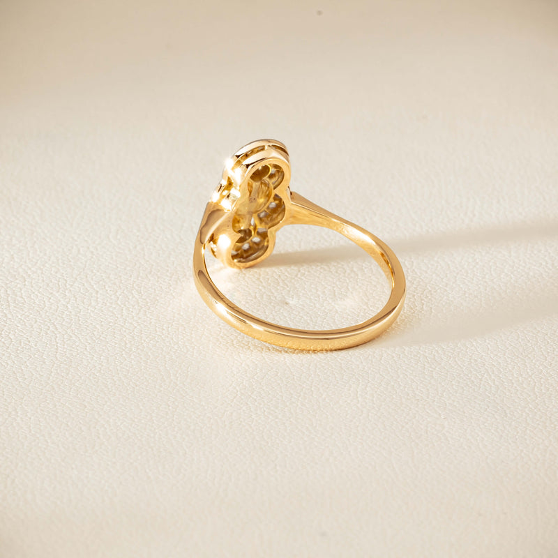 Vintage 14ct Yellow Gold Pearl & Diamond Art Deco Ring - Ring - Walker & Hall