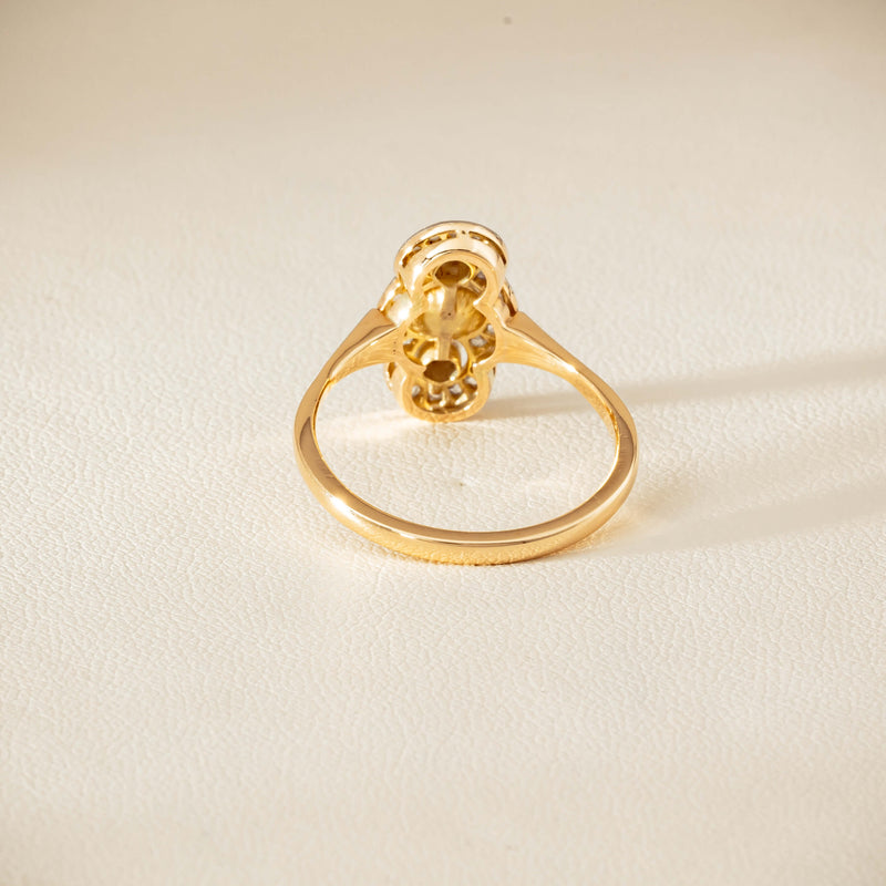 Vintage 14ct Yellow Gold Pearl & Diamond Art Deco Ring - Ring - Walker & Hall