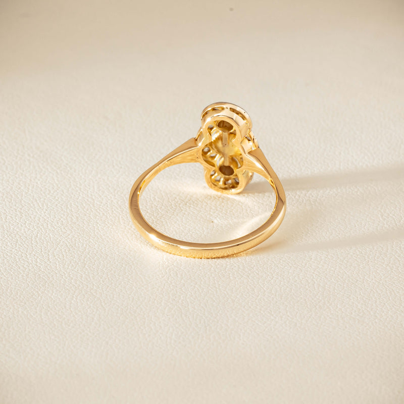 Vintage 14ct Yellow Gold Pearl & Diamond Art Deco Ring - Ring - Walker & Hall