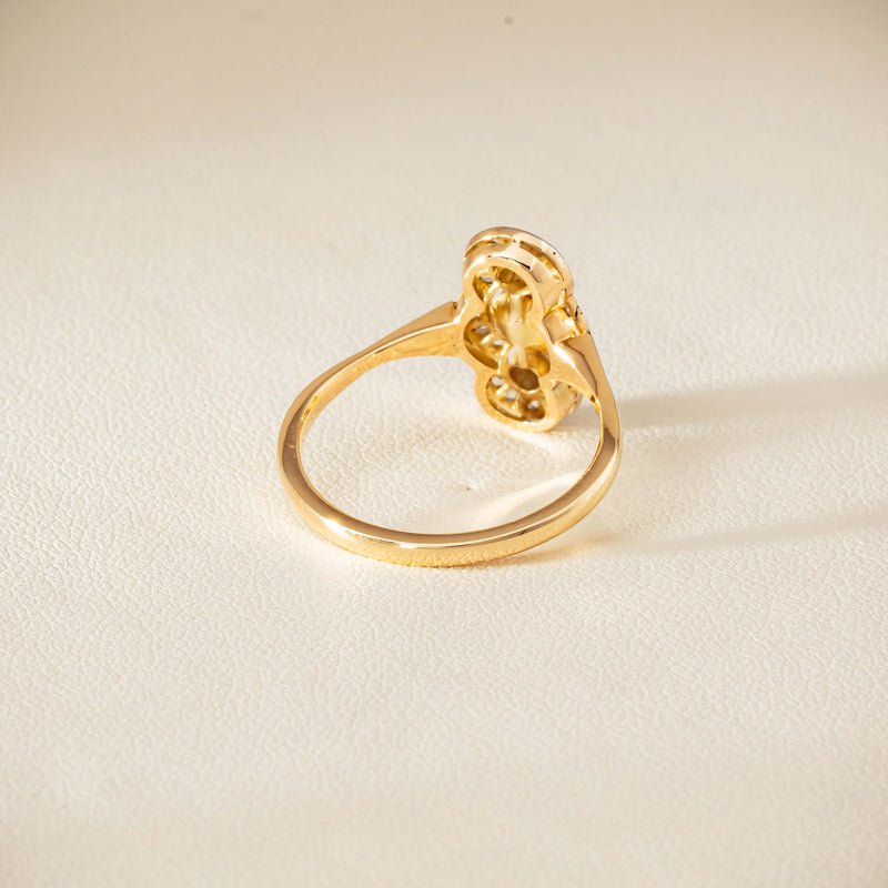 Vintage 14ct Yellow Gold Pearl & Diamond Art Deco Ring - Ring - Walker & Hall