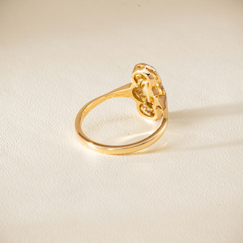 Vintage 14ct Yellow Gold Pearl & Diamond Art Deco Ring - Ring - Walker & Hall