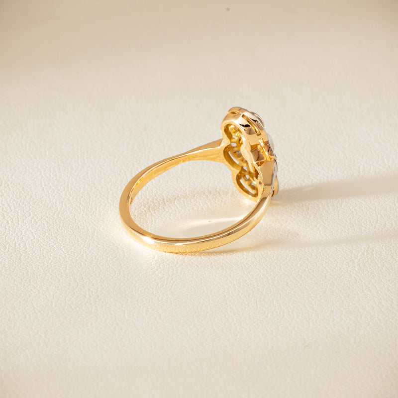 Vintage 14ct Yellow Gold Pearl & Diamond Art Deco Ring - Ring - Walker & Hall
