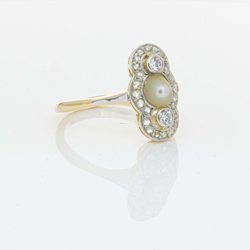 Vintage 14ct Yellow Gold Pearl & Diamond Ring - Ring - Walker & Hall