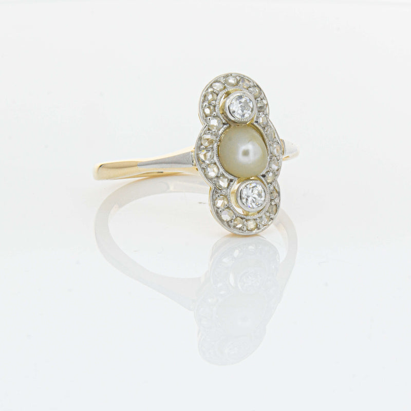 Vintage 14ct Yellow Gold Pearl & Diamond Ring - Ring - Walker & Hall