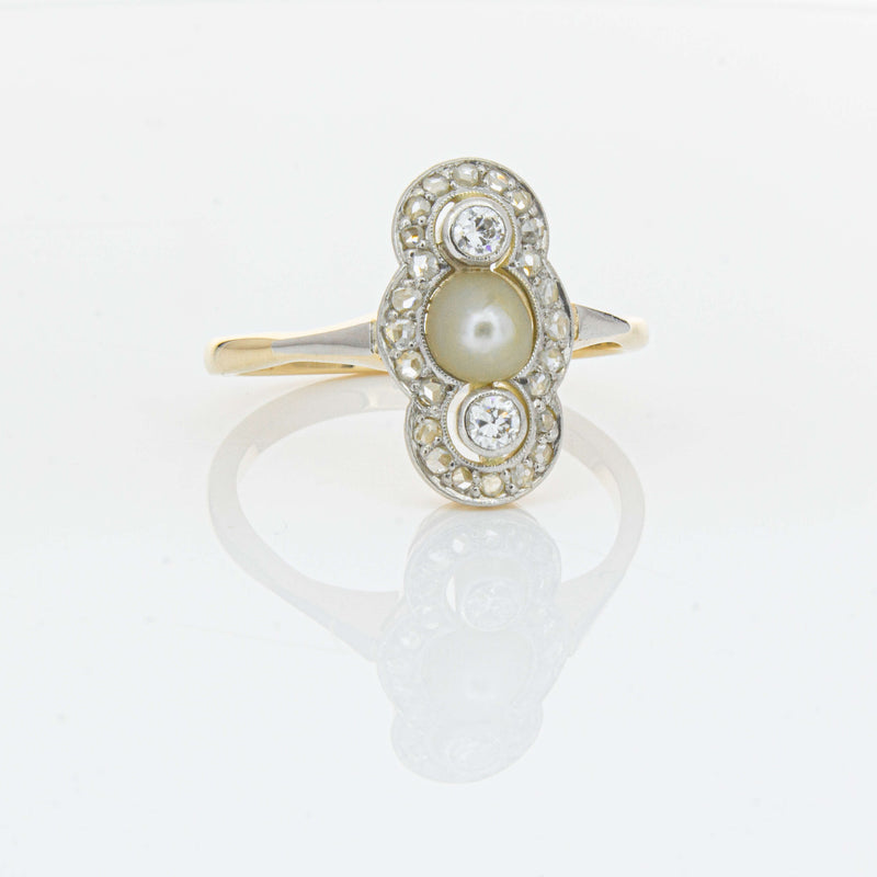 Vintage 14ct Yellow Gold Pearl & Diamond Ring - Ring - Walker & Hall